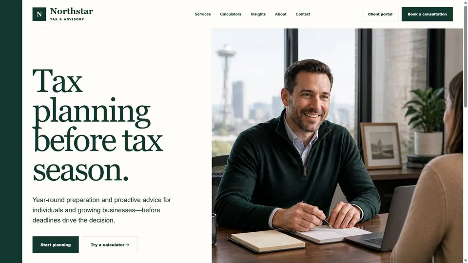 Northstar tax and advisory website preview