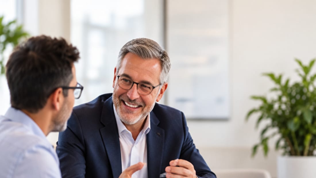 Illustration of an advisor speaking with a client